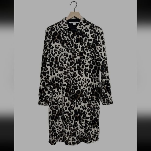 Diane Von Furstenberg DVF Prita Silk Animal Print Long Sleeve Shirtdress Size 0 - Picture 13 of 13